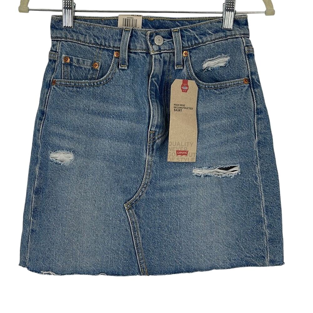 Levi’s High Rise‎ Deconstructed Skirt Blue Women’s Size 24 NWT